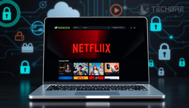 VPN used to access Netflix securely on laptop